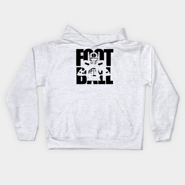 Football text masking black Kids Hoodie by Typography Dose